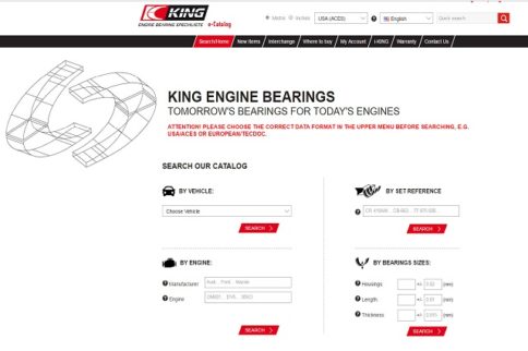 King Engine Bearings Releases 2017 Online E-Catalog Interface